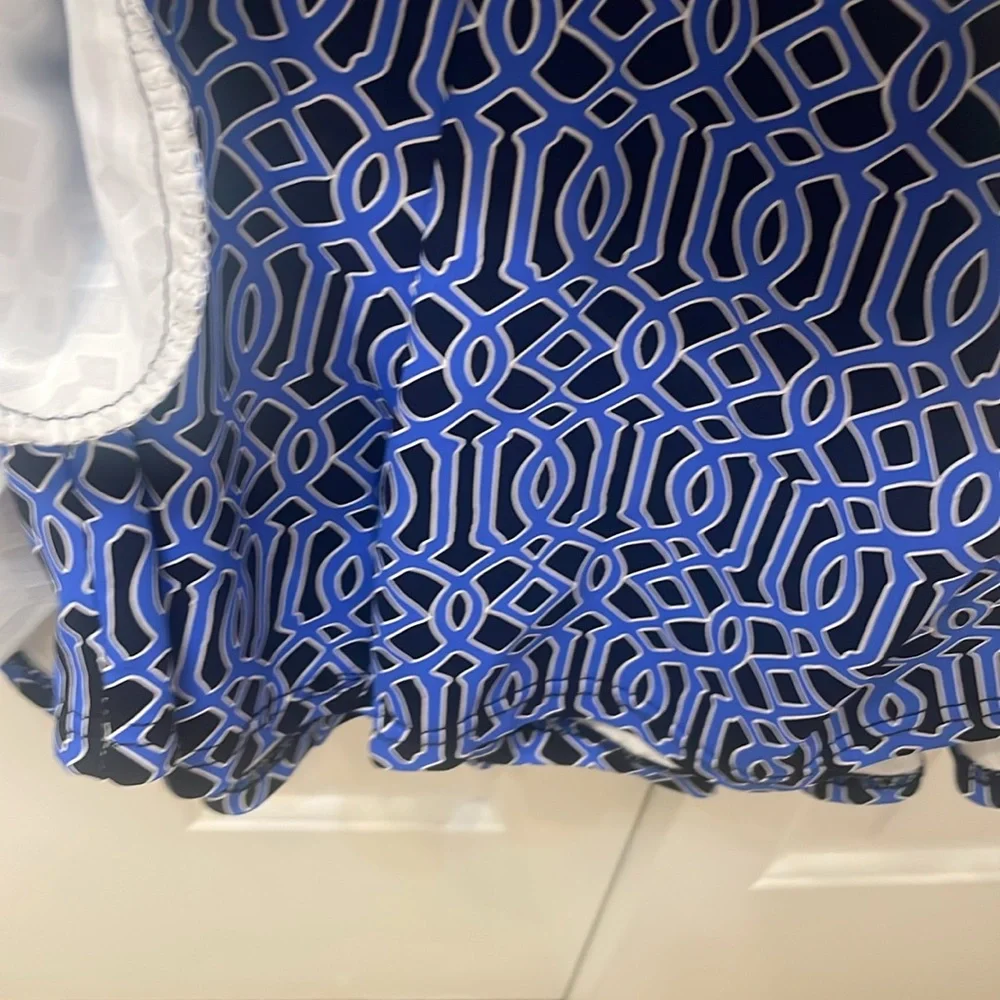 Lulu-B Royal Blue & White Geometric Flared Skort
